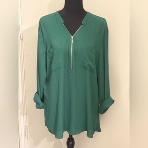 New York & Company Emerald Zip Blouse